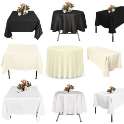Rectangle Round Polyester Fabric Tablecloth Covers Wedding Party Table Cloths
