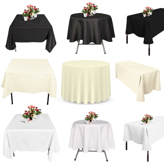 Rectangle Round Polyester Fabric Tablecloth Covers Wedding Party Table Cloths
