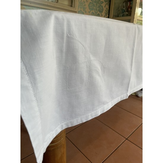 TABLECLOTH White 100% Cotton Damask Table Cover floral embroidery 66