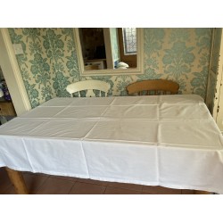 TABLECLOTH White 100% Cotton Damask Table Cover floral embroidery 66