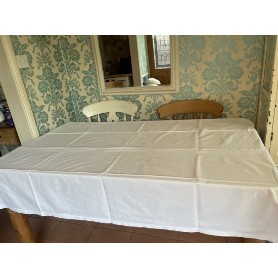 TABLECLOTH White 100% Cotton Damask Table Cover 66