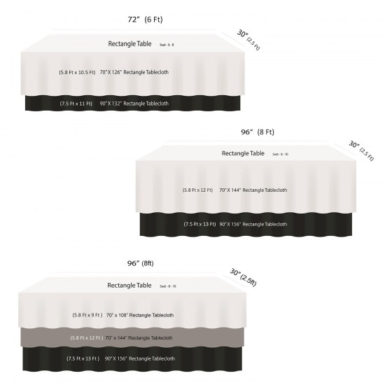 Polyester Tablecloth Table Cover Cloth Round Rectangle White Black Ivory Wedding