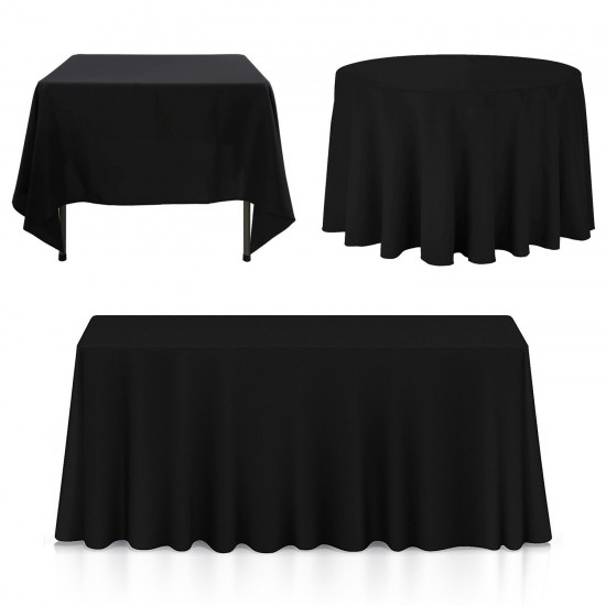 Polyester Tablecloth Table Cover Cloth Round Rectangle White Black Ivory Wedding