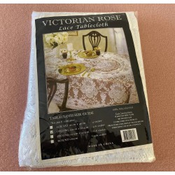 Vintage White Lace Rectangle Tablecloth Mid Century 180cm x 135cm 4-6 Seater