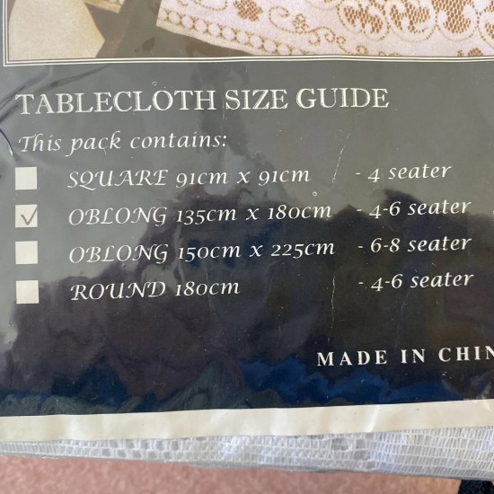 Vintage White Lace Rectangle Tablecloth Mid Century 180cm x 135cm 4-6 Seater