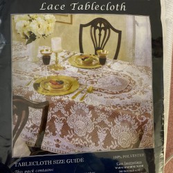 Vintage White Lace Rectangle Tablecloth Mid Century 180cm x 135cm 4-6 Seater