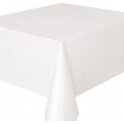 PLAIN WHITE PVC OIL VINYL FABRIC TABLE CLOTH COVER PROTECTOR EASY WIPE CLEAN