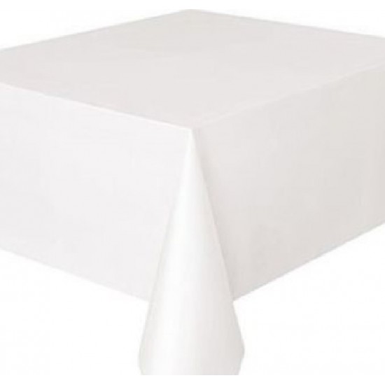 PLAIN WHITE PVC OIL VINYL FABRIC TABLE CLOTH COVER PROTECTOR EASY WIPE CLEAN