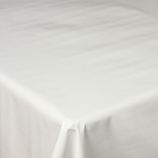 PLAIN WHITE PVC OIL VINYL FABRIC TABLE CLOTH COVER PROTECTOR EASY WIPE CLEAN