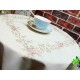 Beautiful Pink Rose Soft Green Leaves Embroidery Hemstitch Thick Table Cloth