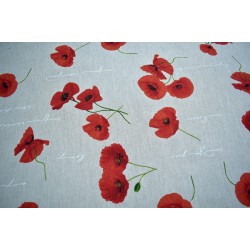 Provence Tablecloth 100% Cotton Poppy Print 85x85 cm Linen Color Natural