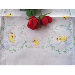 Clearance 50% OFF Country Yellow Duck Embroidery Cotton White Table Cloth