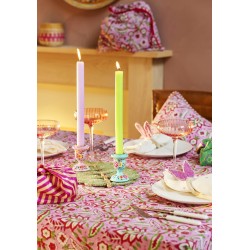 Pink Tablecloth Cotton Block Print Table Cover 125cm x 220cm Floral Pattern