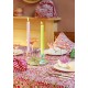 Pink Tablecloth Cotton Block Print Table Cover 125cm x 220cm Floral Pattern