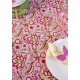 Pink Tablecloth Cotton Block Print Table Cover 125cm x 220cm Floral Pattern