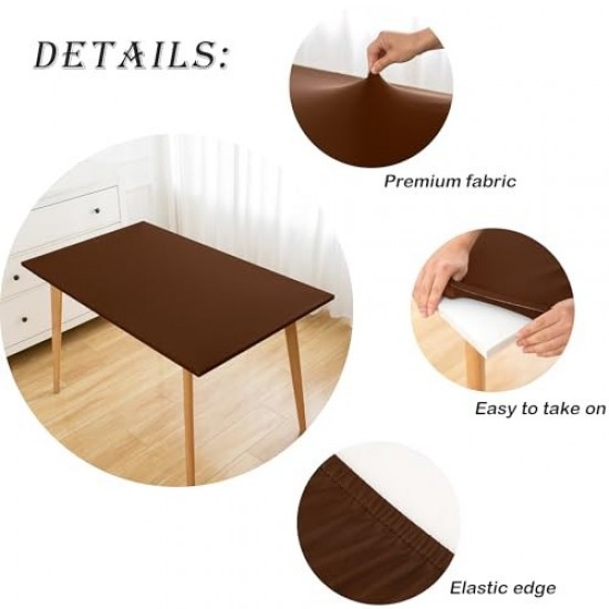 Fitted Rectangle Tablecloth Spandex Stretch Brown Cocktail Table Cover