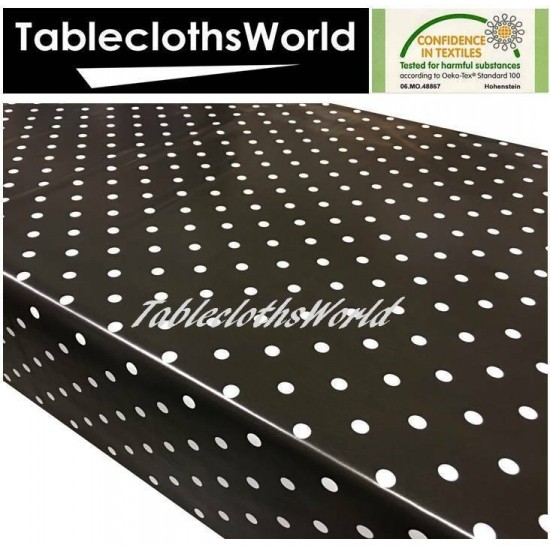 Polka Dots PVC Vinyl Tablecloth Oilcloth Wipe Clean 140cm wide - Premium Quality