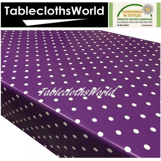 Polka Dots PVC Vinyl Tablecloth Oilcloth Wipe Clean 140cm wide - Premium Quality