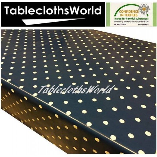 Polka Dots PVC Vinyl Tablecloth Oilcloth Wipe Clean 140cm wide - Premium Quality