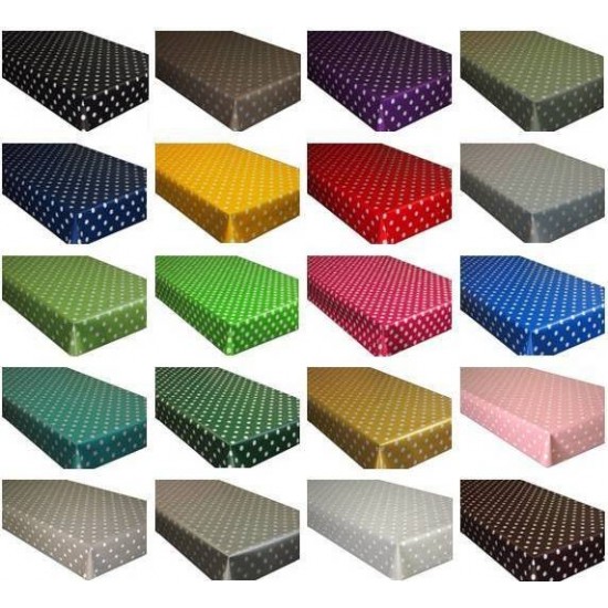 Polka Dot PVC Vinyl Tablecloth Wipe Clean Oilcloth ALL SIZES Premium Quality