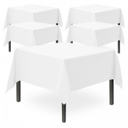 5pk White Paper Table Cloths Square Disposable Birthday Party Tablecloths Covers