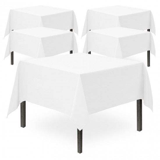 5pk White Paper Table Cloths Square Disposable Birthday Party Tablecloths Covers
