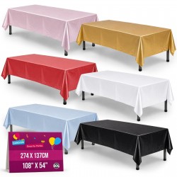 Plastic Rectangular Table Cloth Covers Wipe Clean Party Tablecloths Disposable