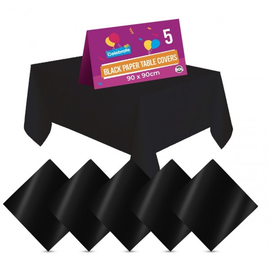 5-50 Black Paper Table Cloths Square Disposable Birthday Party Tablecloth Covers
