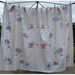 Large vintage Tablecloth, exceptional quality, cotton rayon damask, 70