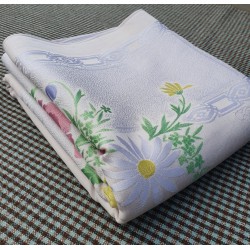 Large vintage Tablecloth, exceptional quality, cotton rayon damask, 70
