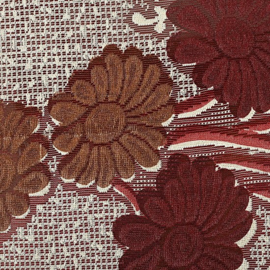 Floral Cotton Fabric 8 Seater Dining Table Cover - Red 60 x 90 inches