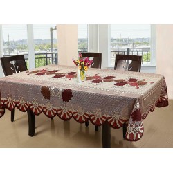 Floral Cotton Fabric 8 Seater Dining Table Cover - Red 60 x 90 inches