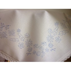 Embroidery tablecloth printed flower border cotton lace edge 22
