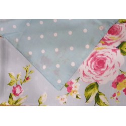 Handmade by Myself Cotton Blue Pink Floral Reversible Tablecloth 109cm x 109cm