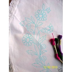 Tablecloth Marigold flowers design circular cotton lace edge embroidery CSOOO9