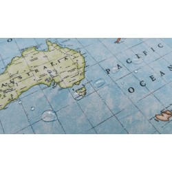 Teflon World Map Soft Tablecloth PU Coated Outdoor Fabric 140cm wide - Blue