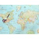 Teflon World Map Soft Tablecloth PU Coated Outdoor Fabric 140cm wide - Blue