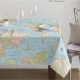 Teflon World Map Soft Tablecloth PU Coated Outdoor Fabric 140cm wide - Blue