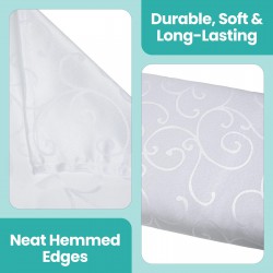 Damask White Jacquard Tablecloths Round Polyester Table Cloth Tableware Dining