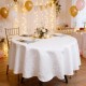 Damask White Jacquard Tablecloths Round Polyester Table Cloth Tableware Dining