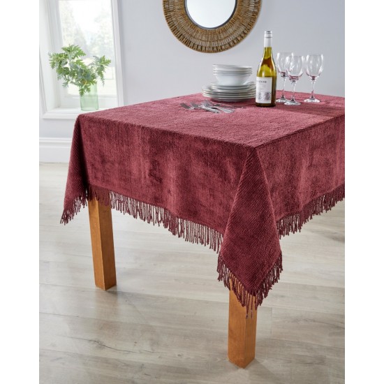 TRADITIONAL TABLECLOTH Chenille 100% Cotton Tablecloth Candlewick Style Fringed