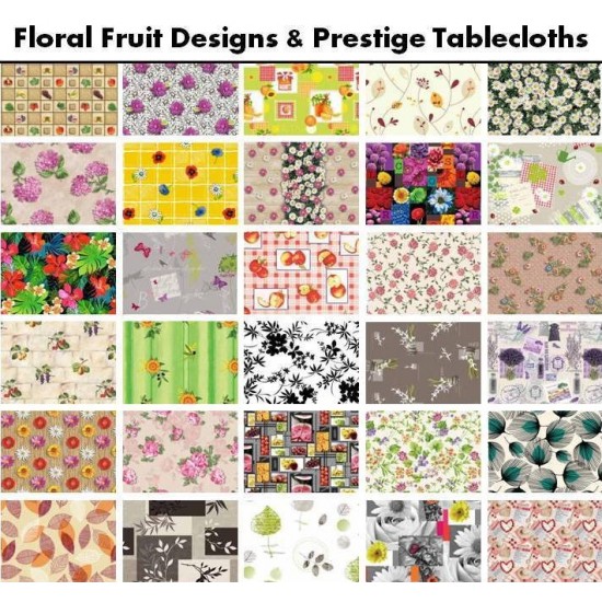 Floral Fruit Tablecloth PVC Vinyl Wipe Clean Oilcloth Latest Designs