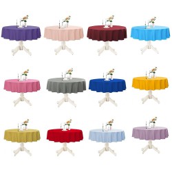 Round Plastic Table Covers 84 Inch Wipeable Waterproof Table Cloths