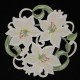 White Lily Open embroidery Tablecloth Table overlay Doily White Green