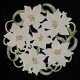 White Lily Open embroidery Tablecloth Table overlay Doily White Green