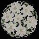White Lily Open embroidery Tablecloth Table overlay Doily White Green