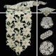 White Lily Open embroidery Tablecloth Table overlay Doily White Green