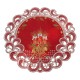 Dark-Red Embroidered Christmas Table cloth Table runner Doily Linen-look Candle