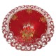 Dark-Red Embroidered Christmas Table cloth Table runner Doily Linen-look Candle