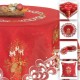 Dark-Red Embroidered Christmas Table cloth Table runner Doily Linen-look Candle